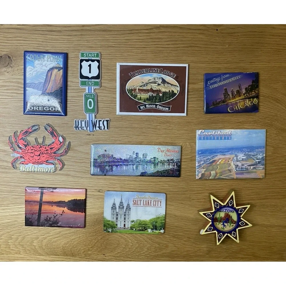 Lot‎ Of 10 State Magnets, Assorted Materials, Assorted Sizes